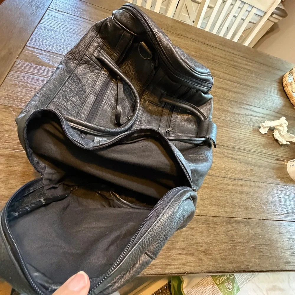 Vintage Lebo Voyager Black Leather Duffle Bag Weekender Travel Overnight Luggage